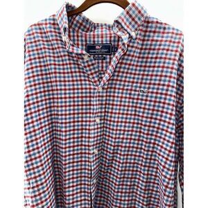 Vineyard Vines Whale Shirt Large/L Plaid‎ Flannel Button Down Long Sleeve Mens